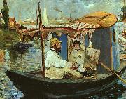 Edouard Manet Claude Monet Working on his Boat in Argenteuil china oil painting artist